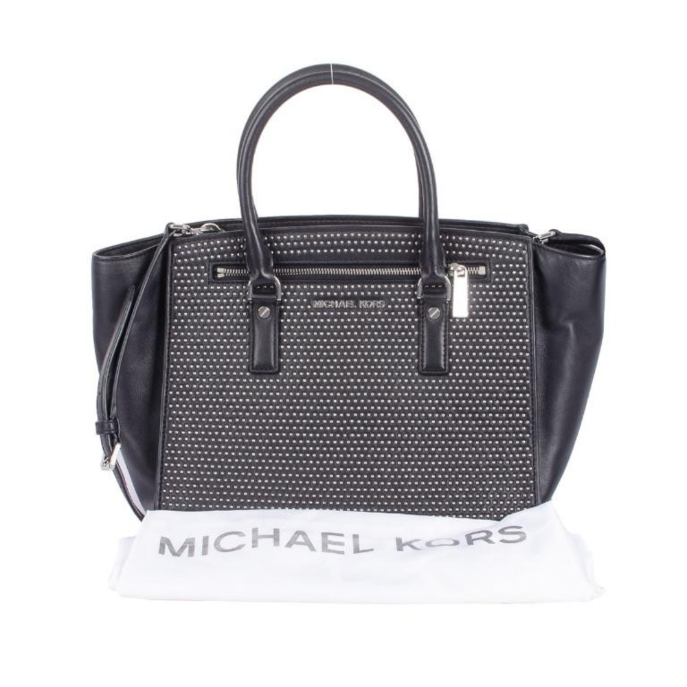 Michael Kors Large Sophie Studded Satchel Purse, Black & silver